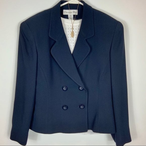 CHRISTIAN DIOR vintage navy blazer / jacket SZ 12 - Picture 8 of 8